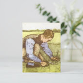 Vincent van Gogh - Junge Gras mit Sichel schneiden Postkarte (Stehend Vorderseite)