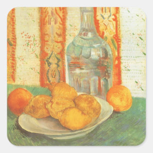 Vincent van Gogh - Karaffe und Zitronen auf einem  Quadratischer Aufkleber