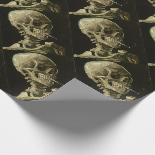 Vincent van Gogh-Kopf eines Skeletts mit Zigarette Geschenkpapier (Ecke)