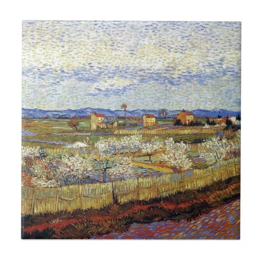 Vincent Van Gogh - La Crau mit Pfirsichbäumen Fliese (Vorderseite)