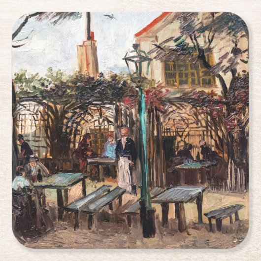 Vincent Van Gogh - La Guinguette auf Montmartre Rechteckiger Pappuntersetzer (Vorderseite)