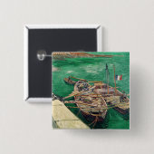 Vincent van Gogh | landenBühne mit Booten, 1888 Button (Vorne & Hinten)