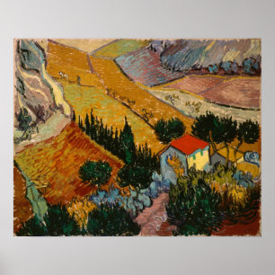 Vincent van Gogh   Landscape w/ House & Ploughman Poster