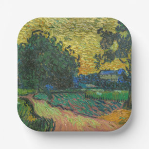 Vincent van Gogh - Landschaft bei Dämmerung Pappteller