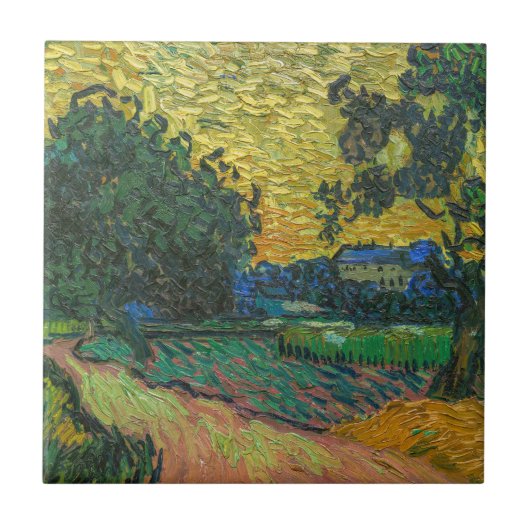Vincent van Gogh - Landschaft bei Twilight Fliese (Vorderseite)