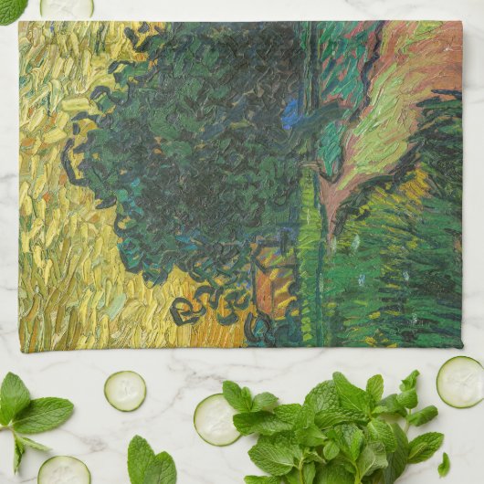 Vincent van Gogh - Landschaft bei Twilight Geschirrtuch (Gefaltet)