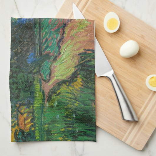 Vincent van Gogh - Landschaft bei Twilight Geschirrtuch (Viertel Falte)