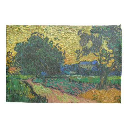 Vincent van Gogh - Landschaft bei Twilight Kissenbezug (Rückseite)