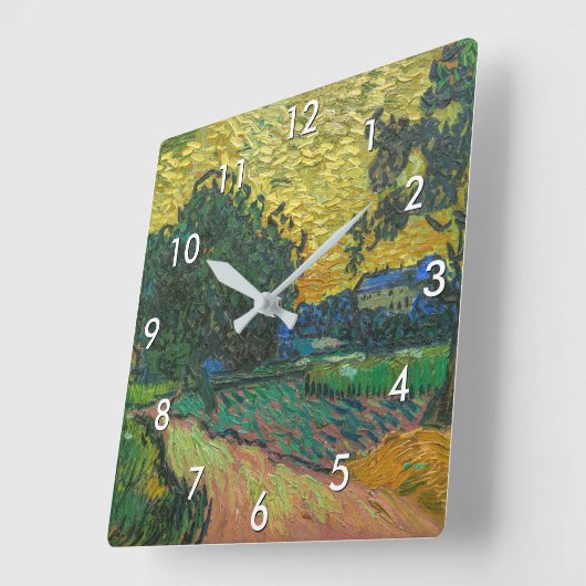 Vincent van Gogh - Landschaft bei Twilight Quadratische Wanduhr (Winkel)