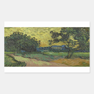 Vincent van Gogh - Landschaft bei Twilight Rechteckiger Aufkleber