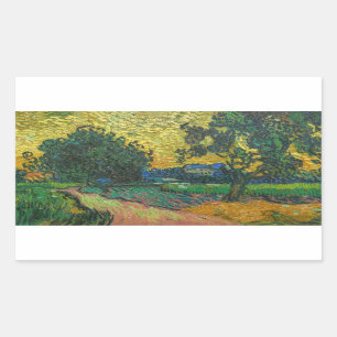 Vincent van Gogh - Landschaft bei Twilight Rechteckiger Aufkleber