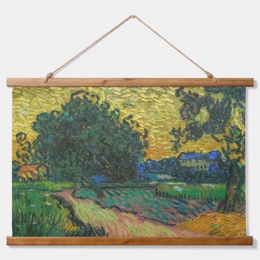 Vincent van Gogh - Landschaft bei Twilight Wandteppich Mit Holzrahmen (Vorne)