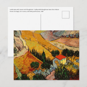 Vincent van Gogh - Landschaft, Haus und Pflüger Postkarte