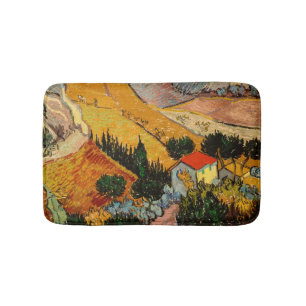 Vincent van Gogh - Landschaft, Haus und Plowman Badematte