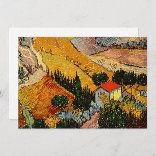 Vincent van Gogh - Landschaft, Haus und Plowman Einladung (Vorne/Hinten)