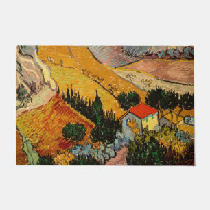 Vincent van Gogh - Landschaft, Haus und Plowman Fußmatte