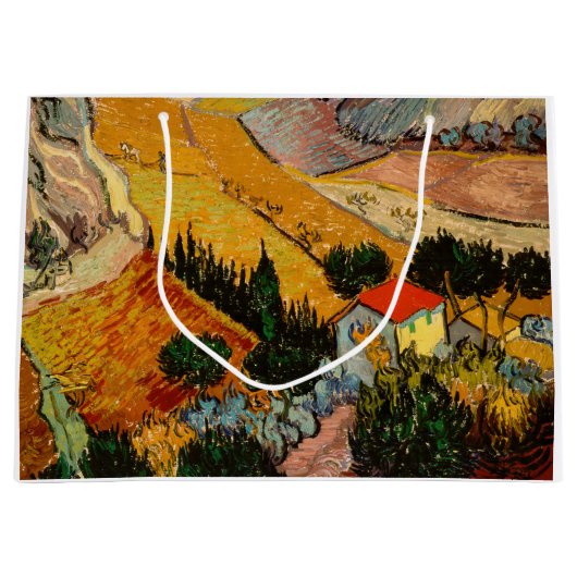 Vincent van Gogh - Landschaft, Haus und Plowman Große Geschenktüte (Vorderseite)