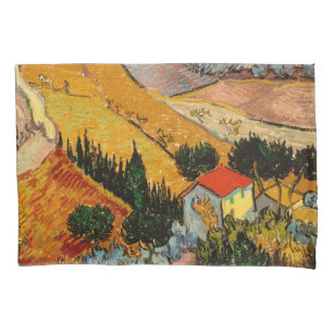 Vincent van Gogh - Landschaft, Haus und Plowman Kissenbezug