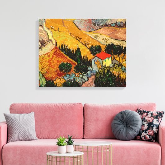 Vincent van Gogh - Landschaft, Haus und Plowman Leinwanddruck (Insitu (Wohnzimmer))