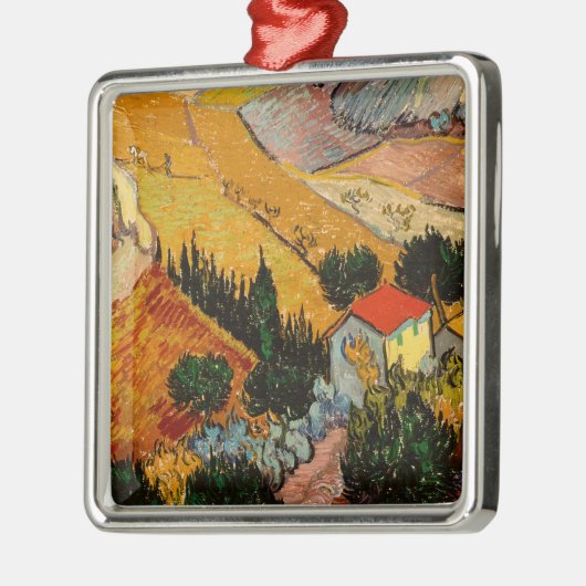 Vincent van Gogh - Landschaft, Haus und Plowman Ornament Aus Metall (Links)