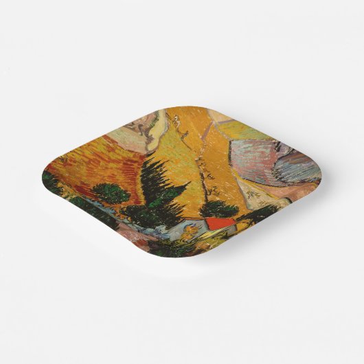 Vincent van Gogh - Landschaft, Haus und Plowman Pappteller (Gewinkelt)