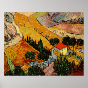 Vincent van Gogh - Landschaft, Haus und Plowman Poster