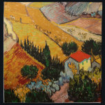 Vincent van Gogh - Landschaft, Haus und Plowman Serviette<br><div class="desc">Landschaft mit Haus und Plowman / Tal mit Plowman Seen von oben - Vincent van Gogh,  1889</div>