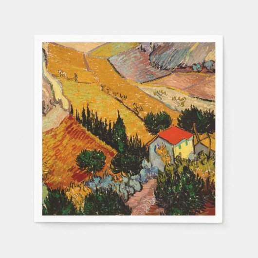 Vincent van Gogh - Landschaft, Haus und Plowman Serviette (Vorderseite)