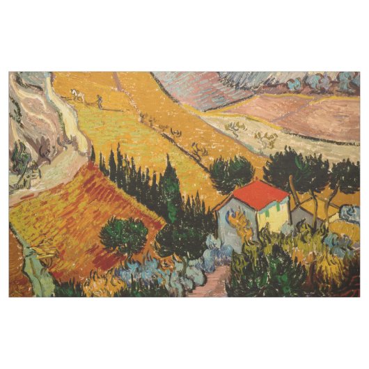 Vincent van Gogh - Landschaft, Haus und Plowman Stoff (Yard (91,4 cm))