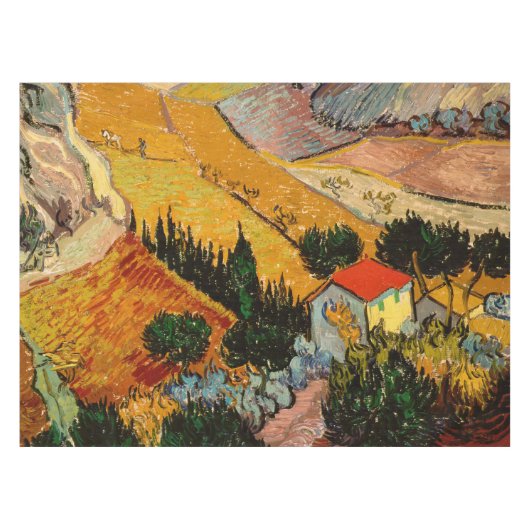 Vincent van Gogh - Landschaft, Haus und Plowman Tischdecke (Vorderseite (Horizontal))