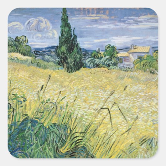 Vincent van Gogh | Landschaft mit grünem Mais, 188 Quadratischer Aufkleber (Vorderseite)