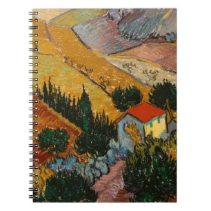 Vincent van Gogh Landschaft mit Haus & Plowman Notizblock