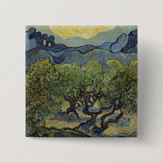 Vincent van Gogh - Landschaft mit Olivenbäumen Button (Vorderseite)