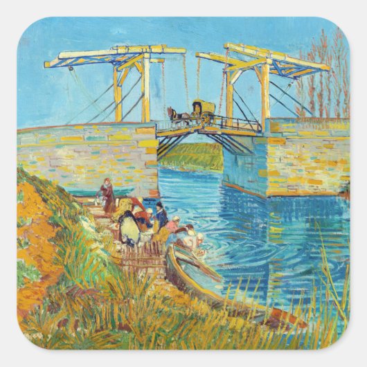 Vincent van Gogh - Langlois Bridge bei Arles #1 Quadratischer Aufkleber (Vorderseite)
