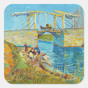 Vincent van Gogh - Langlois Bridge bei Arles #1 Quadratischer Aufkleber