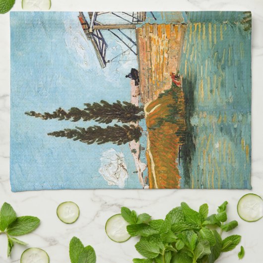 Vincent van Gogh - Langlois Bridge bei Arles #3 Geschirrtuch (Gefaltet)