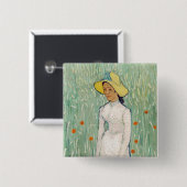 Vincent van Gogh - Mädchen in Weiß Button (Vorne & Hinten)