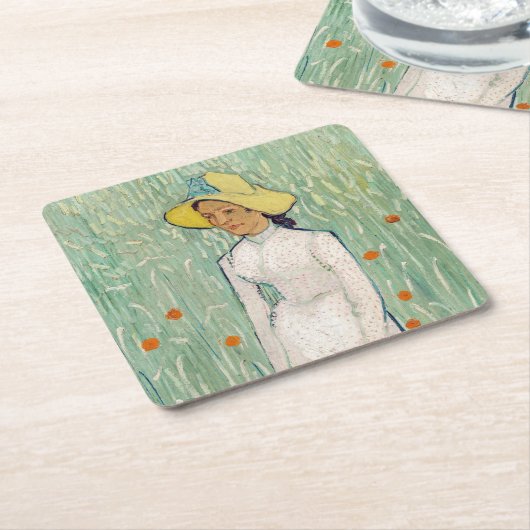 Vincent van Gogh - Mädchen in Weiß Rechteckiger Pappuntersetzer (angewinkelt)