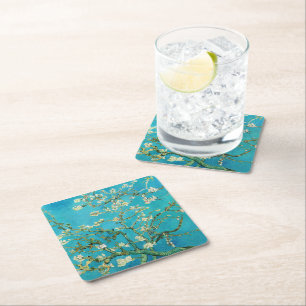 Vincent Van Gogh malt Mandelblüten Rechteckiger Pappuntersetzer