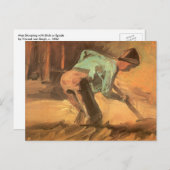 Vincent van Gogh - Man Stooping w Stick or Spade Postkarte (Vorne/Hinten)