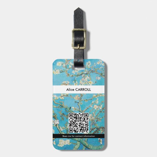 Vincent van Gogh - Mandelblüten - QR-Code Gepäckanhänger (Vorderseite vertikal)