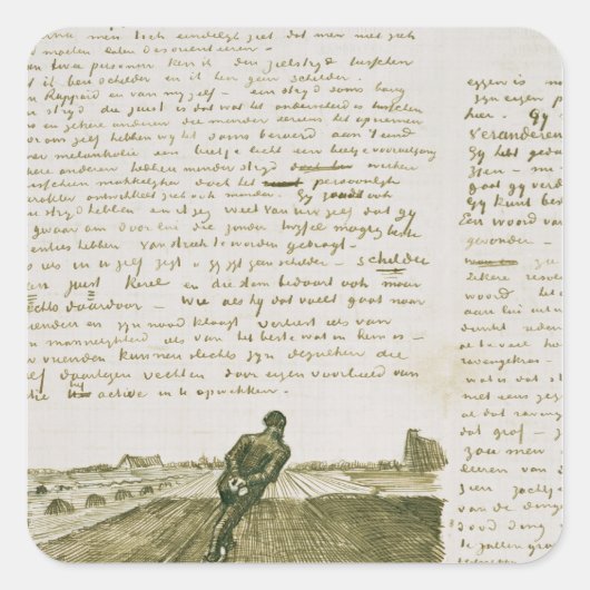 Vincent van Gogh | Mann, der eine Harfe zieht Quadratischer Aufkleber (Vorderseite)