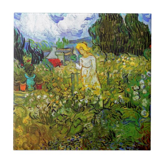 Vincent Van Gogh - Marguerite Gachet im Garten Fliese (Vorderseite)