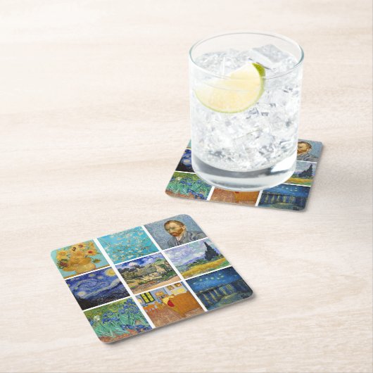 Vincent Van Gogh - Masterpiece Grid Rechteckiger Pappuntersetzer (Vor Ort)