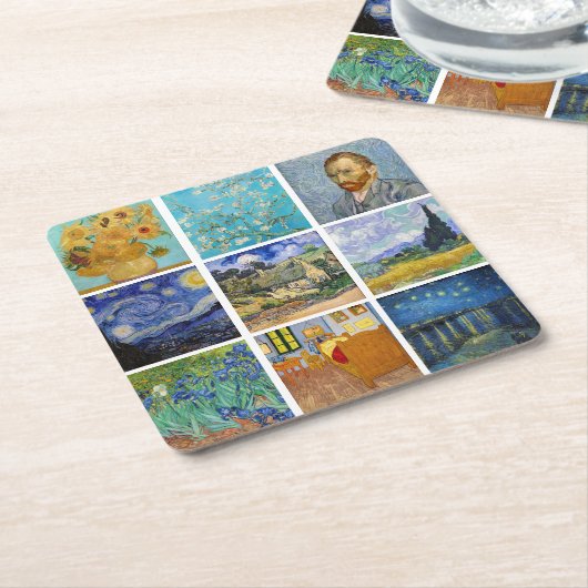 Vincent Van Gogh - Masterpiece Grid Rechteckiger Pappuntersetzer (angewinkelt)