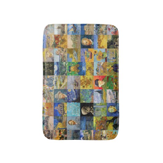 Vincent van Gogh - Meisterwerke Mosaic Patchwork Badematte (Vorderseite Vertikal)
