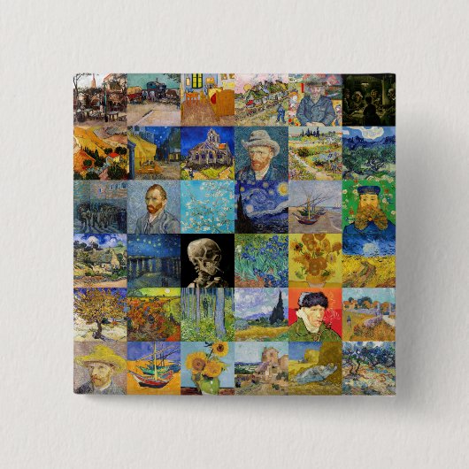 Vincent van Gogh - Meisterwerke Mosaic Patchwork Button (Vorderseite)