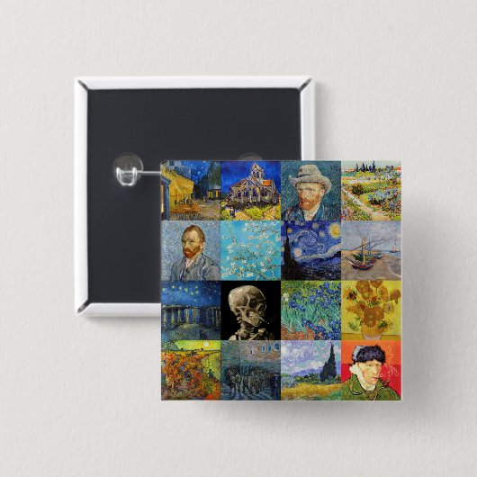 Vincent van Gogh - Meisterwerke Mosaic Patchwork Button (Vorne & Hinten)