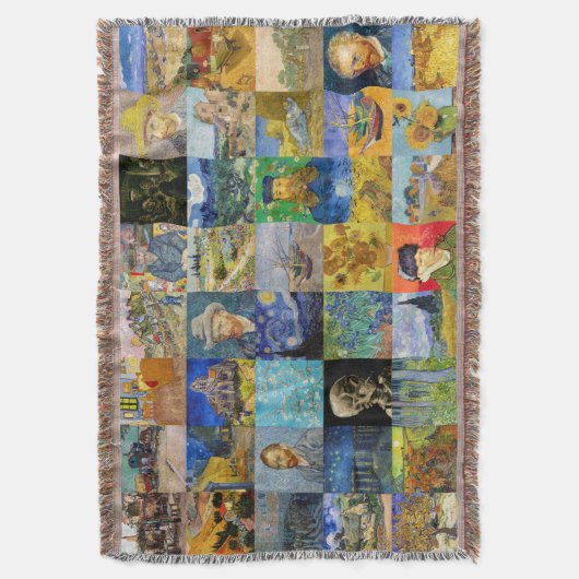 Vincent van Gogh - Meisterwerke Mosaic Patchwork Decke (Vorderseite Vertikal)