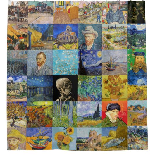 Vincent van Gogh - Meisterwerke Mosaic Patchwork Duschvorhang (Vorderseite)